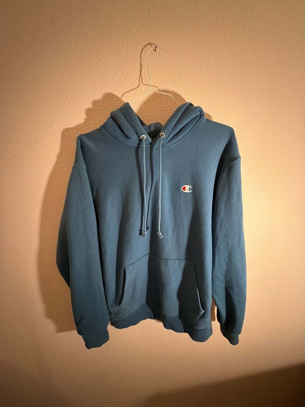 Champion Reverse Weave Pullover Hoodie Blue Men's Size L